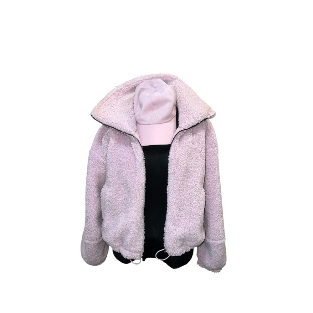 💗 𝐋𝐔𝐋𝐔𝐋𝐄𝐌𝐎𝐍 Pink Peony Sherpa Jacket + Cap Set (Size 8) - Picture 11 of 13